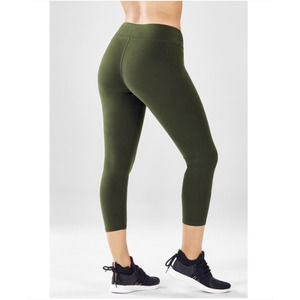 Fabletics Mid Rise Olive Green Capri Leggings